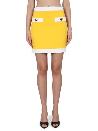 Heart buttons crepe miniskirt - moschino - Modalova