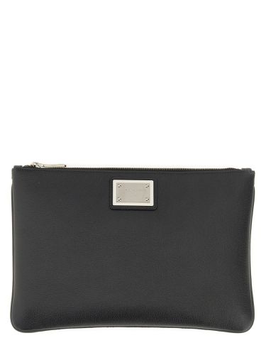 Clutch with logo plaque - dolce & gabbana - Modalova