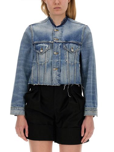 Collarless cropped jacket - maison margiela - Modalova