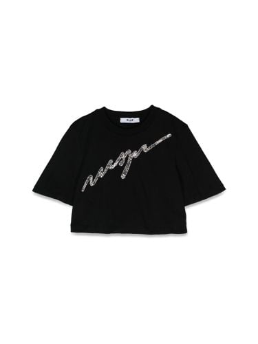 Msgm crop girl t-shirt - msgm - Modalova