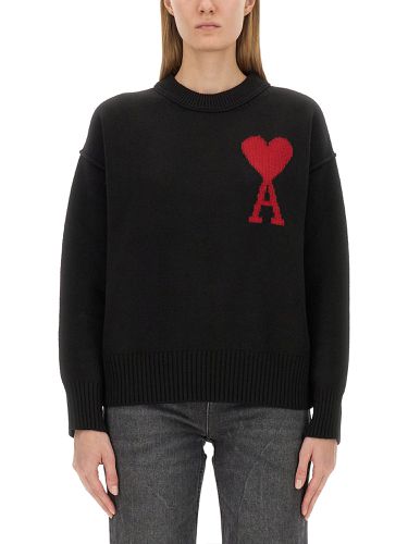 Jersey with logo embroidery - ami paris - Modalova