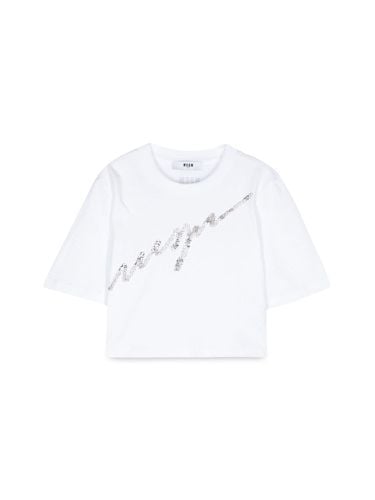 Msgm crop girl t-shirt - msgm - Modalova