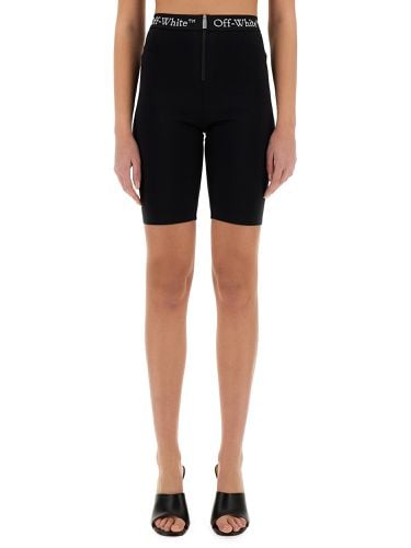 Shorts with zipper and logo band - off-white - Modalova