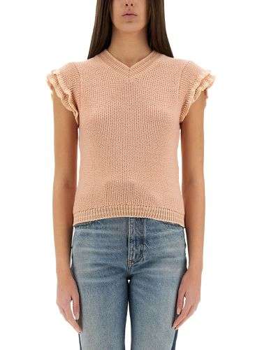 Chloe' short-sleeved wool knit top - chloe' - Modalova