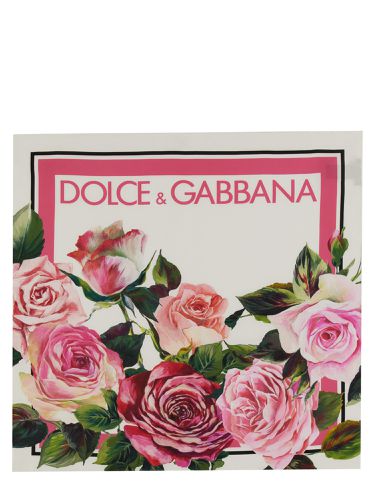 Rose print silk twill scarf - dolce & gabbana - Modalova