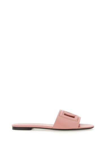 Leather slide sandal - dolce & gabbana - Modalova