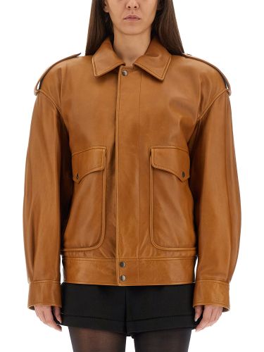 Oversized leather jacket - saint laurent - Modalova