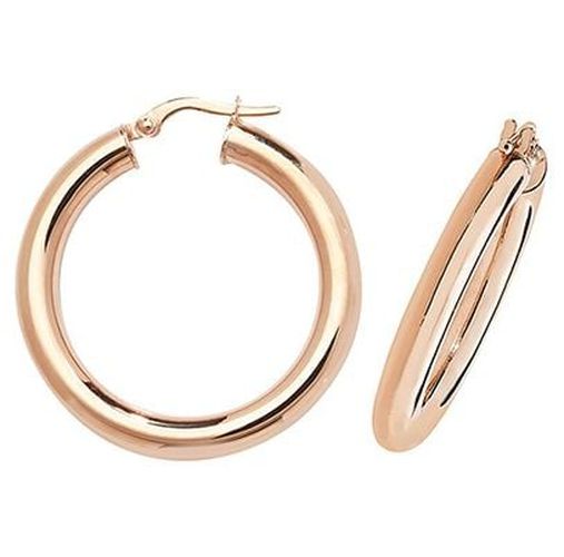 ER1004R-25 9k Rose Gold Hoop Earrings 25 mm Jewellery - James Moore TH - Modalova