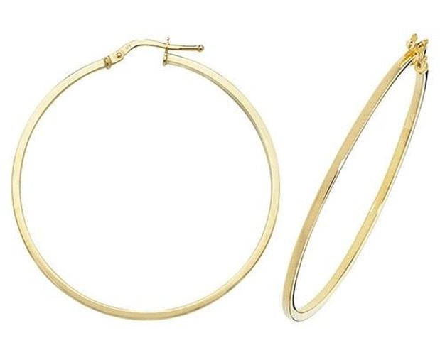 ER1007-40 9k Yellow Gold Hoop Earrings 40 mm Jewellery - James Moore TH - Modalova