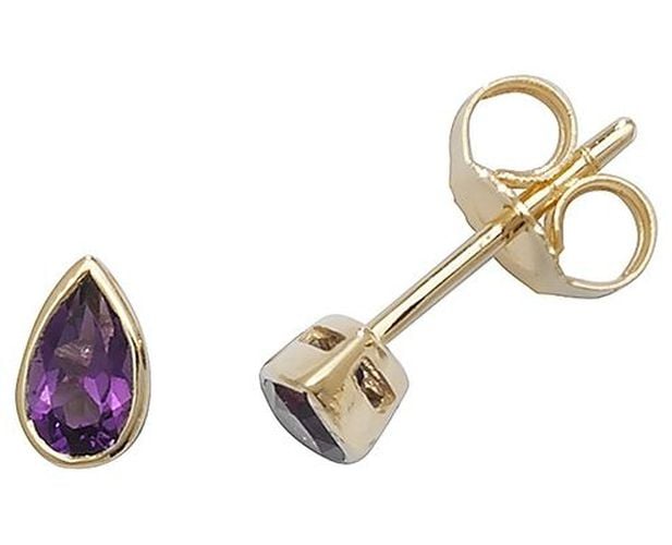 ED243A 9k Yellow Gold Amethyst Teardrop Jewellery - James Moore TH - Modalova