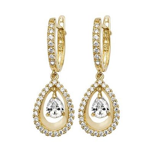 ER1101 9k Yellow Gold Cubic Zirconia Drop Jewellery - James Moore TH - Modalova