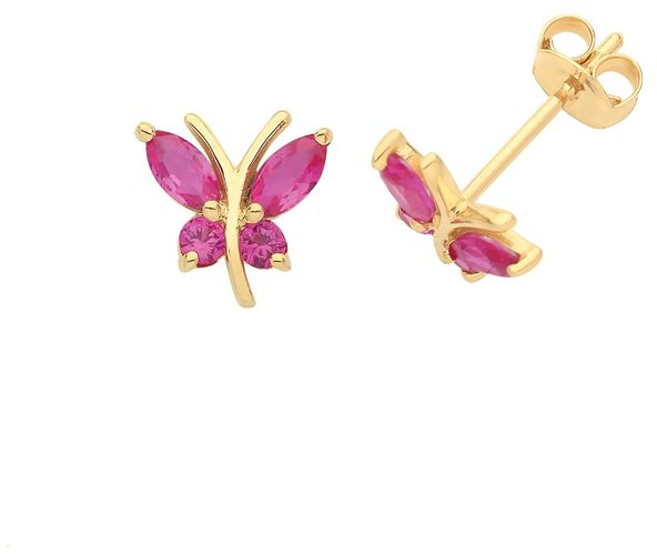 ES1602R 9ct Gold Cz Butterfly Stud Jewellery - James Moore TH - Modalova