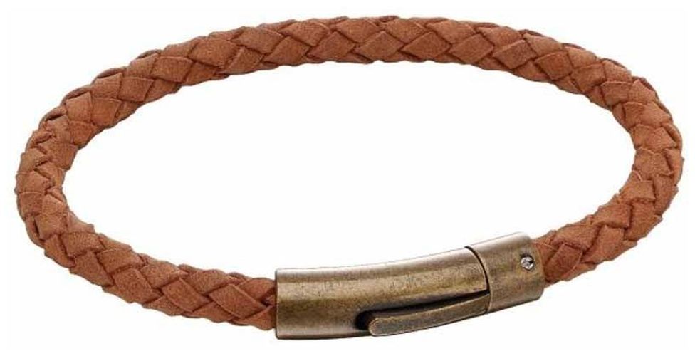 B5137 Men's Tan Suede Bracelet Antique Gold Jewellery - Fred Bennett - Modalova