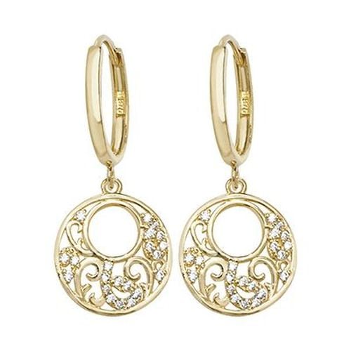 ER1108 9k Yellow Gold Cubic Zirconia Drop Jewellery - James Moore TH - Modalova