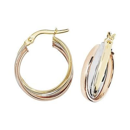 ER1000-15 9k Tri Colour Gold Hoop Earrings 15 Jewellery - James Moore TH - Modalova