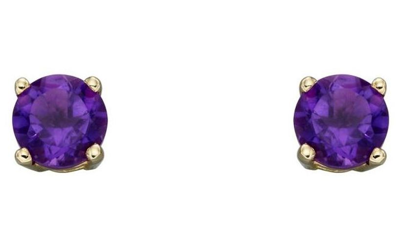 GE2327 9k Yellow Gold Amethyst February Jewellery - Elements Gold - Modalova