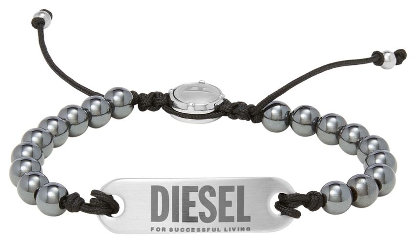 DX1359040 Men's Metallic Grey Bead ID Bracelet Jewellery - Diesel - Modalova