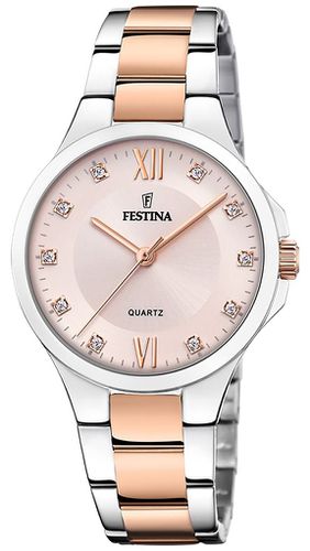 F20612/2 Ladies Rose-pltd. W/CZ Set & Steel Watch - Festina - Modalova