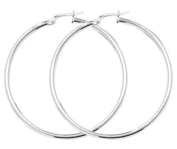 G5281 Silver 40mm Hinge Hoop Earrings Jewellery - James Moore TH - Modalova