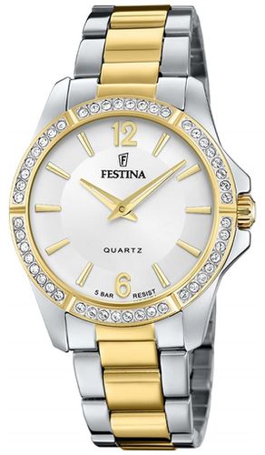 F20594/1 Ladies Two Tone W/CZ Set & Steel Watch - Festina - Modalova