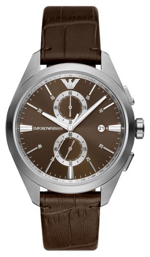 AR11482 Men's Dial Leather Strap Watch - Emporio Armani - Modalova