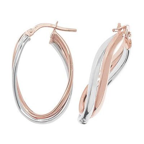 ER1010R 9k Rose and White Gold Oval Hoop Jewellery - James Moore TH - Modalova