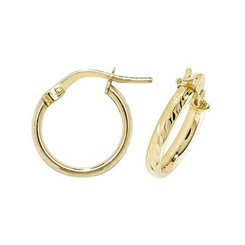 ER1042-10 9k Yellow Gold Hoop Earrings 10 mm Jewellery - James Moore TH - Modalova