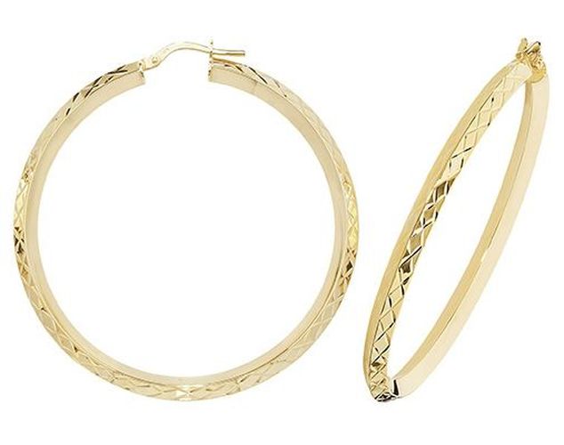 ER1018-40 9k Yellow Gold Hinged Hoop Earrings Jewellery - James Moore TH - Modalova