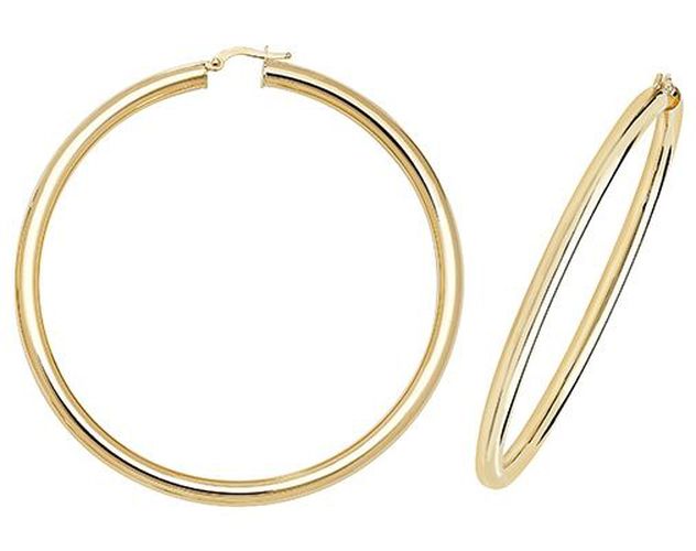 ER1004-60 9k Yellow Gold Hoop Earrings 60 mm Jewellery - James Moore TH - Modalova