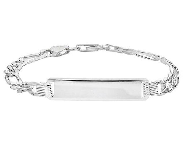 G2106/07 Silver Figaro Pave ID Bracelet Jewellery - James Moore TH - Modalova