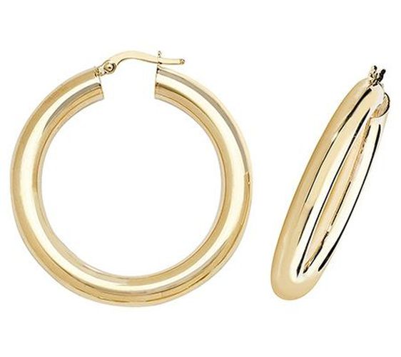 ER1005-30 9k Yellow Gold Hoop Earrings 30 mm Jewellery - James Moore TH - Modalova