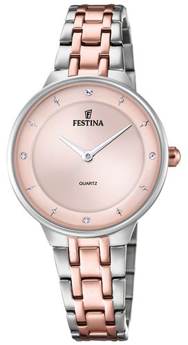 F20626/2 Ladies Rose-Plt. W/CZ Sets & Steel Watch - Festina - Modalova