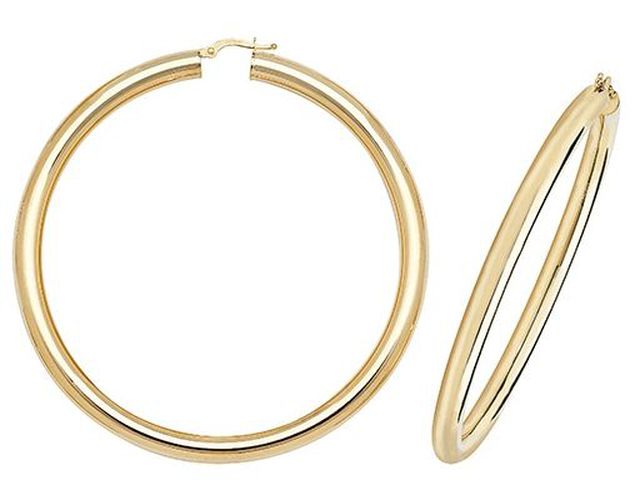 ER1005-60 9k Yellow Gold Hoop Earrings 60 mm Jewellery - James Moore TH - Modalova