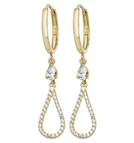 ER1095 9k Yellow Gold Cubic Zirconia Drop Jewellery - James Moore TH - Modalova