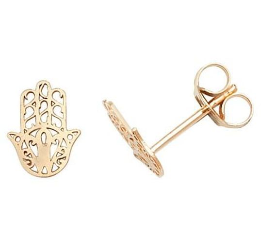 ES622 9k Yellow Gold Hand Stud Earrings Jewellery - James Moore TH - Modalova