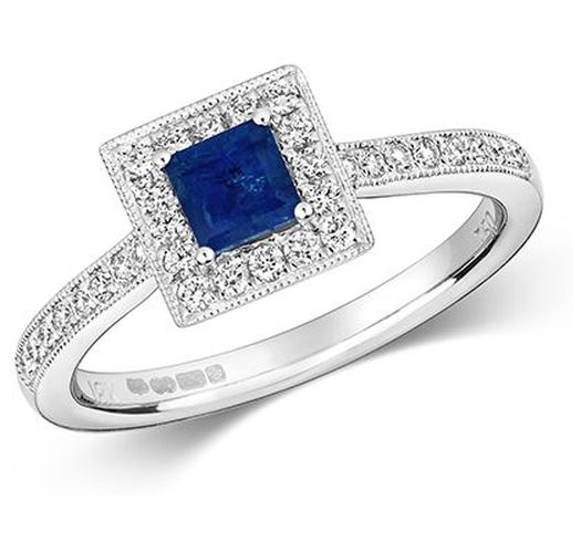 RD413WS 9k Gold Sapphire Square Diamond Jewellery - James Moore TH - Modalova