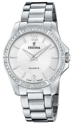 F20593/1 Ladies Steel With CZ Set & Steel Watch - Festina - Modalova