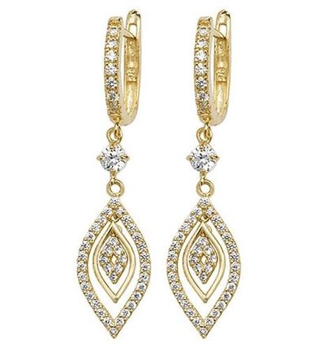 ER1097 9k Yellow Gold Cubic Zirconia Drop Jewellery - James Moore TH - Modalova