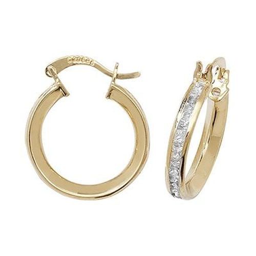 ER087 9k Yellow Gold Cubic Zirconia Set Hoop Jewellery - James Moore TH - Modalova