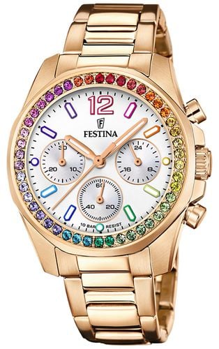 F20639/2 Ladies Rose-pl.Steel Chrono W/Steel Watch - Festina - Modalova