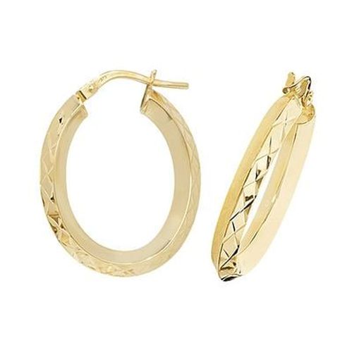 ER1018-V3 9k Yellow Gold Oval Hoop Earrings Jewellery - James Moore TH - Modalova