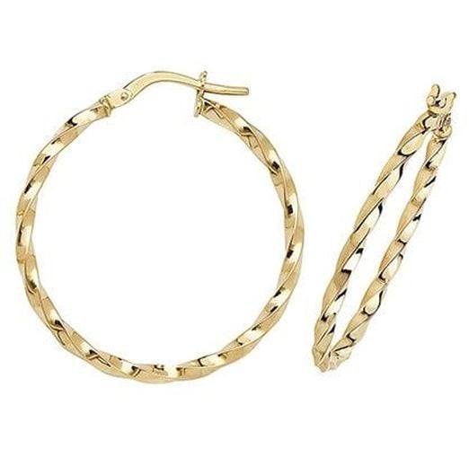 ER1008-25 9k Yellow Gold Hoop Earrings 25 mm Jewellery - James Moore TH - Modalova