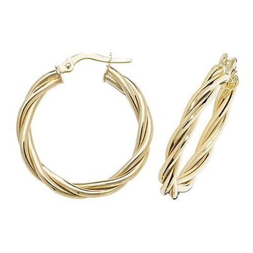 ER1006-20 9k Yellow Gold Hoop Twist Earrings Jewellery - James Moore TH - Modalova