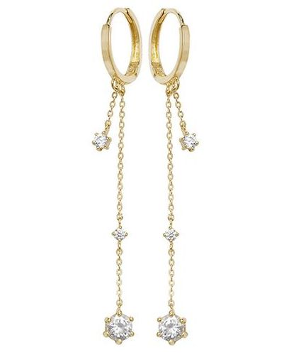 ER1122 9k Yellow Gold Drop Chain Cubic Jewellery - James Moore TH - Modalova