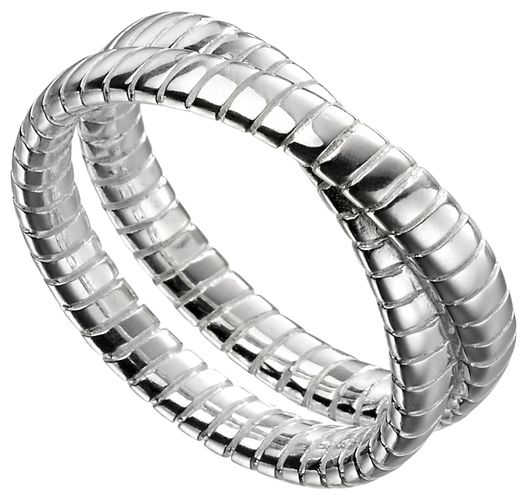R3725 Sterling Silver Double Band Cross Over Jewellery - Elements Silver - Modalova