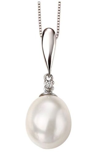 GP2018W 9ct Gold Diamond Pearl Drop Jewellery - Elements Gold - Modalova
