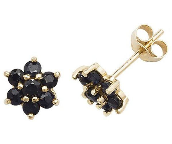 ES544S 9k Yellow Gold Sapphire Flower Stud Jewellery - James Moore TH - Modalova