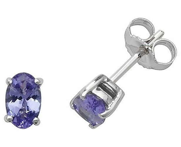 ED242WT 9k White Gold Oval Tanzanite Stud Jewellery - James Moore TH - Modalova