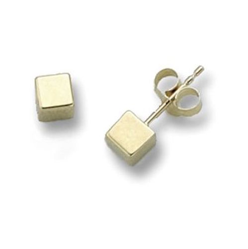 ES262S 9k Yellow Gold Cube Stud Earrings Jewellery - James Moore TH - Modalova