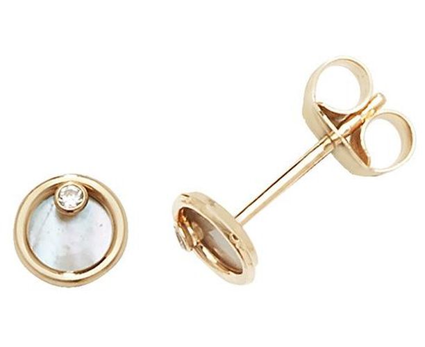 ES619 9k Yellow Gold Mother Of Pearl Stud Jewellery - James Moore TH - Modalova